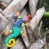 Eight inch Painted Metal Drum Art Gecko Wall Hanging Assorted