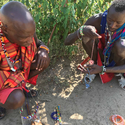 Maasai Bead Unisex Wrap Bracelet, Black