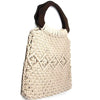Macramé Bag with Arched Wooden Handle, Unlined Interior