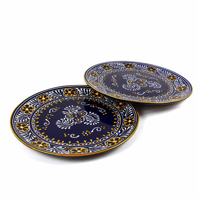 Encantada Handmade Pottery 11.75 Set of 2 Dinner Plates, Blue