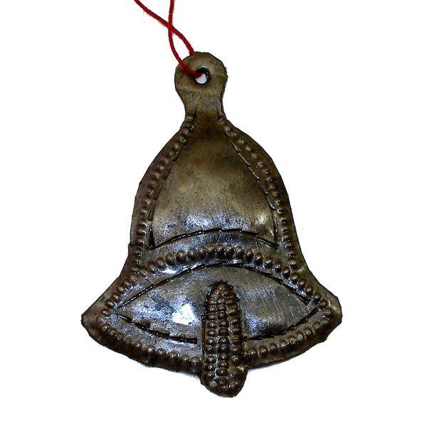 Holiday Bell Haitian Metal Drum Christmas Ornament (3" x 2")