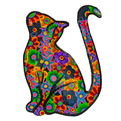2NDs MINOR IMPERFECTIONS - Happy Kitty Haitian Steel Drum Wall Art, 13 inch