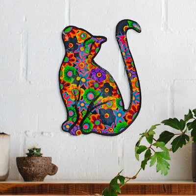 2NDs MINOR IMPERFECTIONS - Happy Kitty Haitian Steel Drum Wall Art, 13 inch