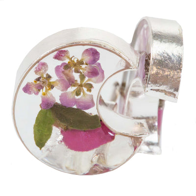 Pressed Flower Crescent Stud Earrings - MIXED COLORS