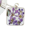 Pressed Flower Square Stud Purple Tree Earrings