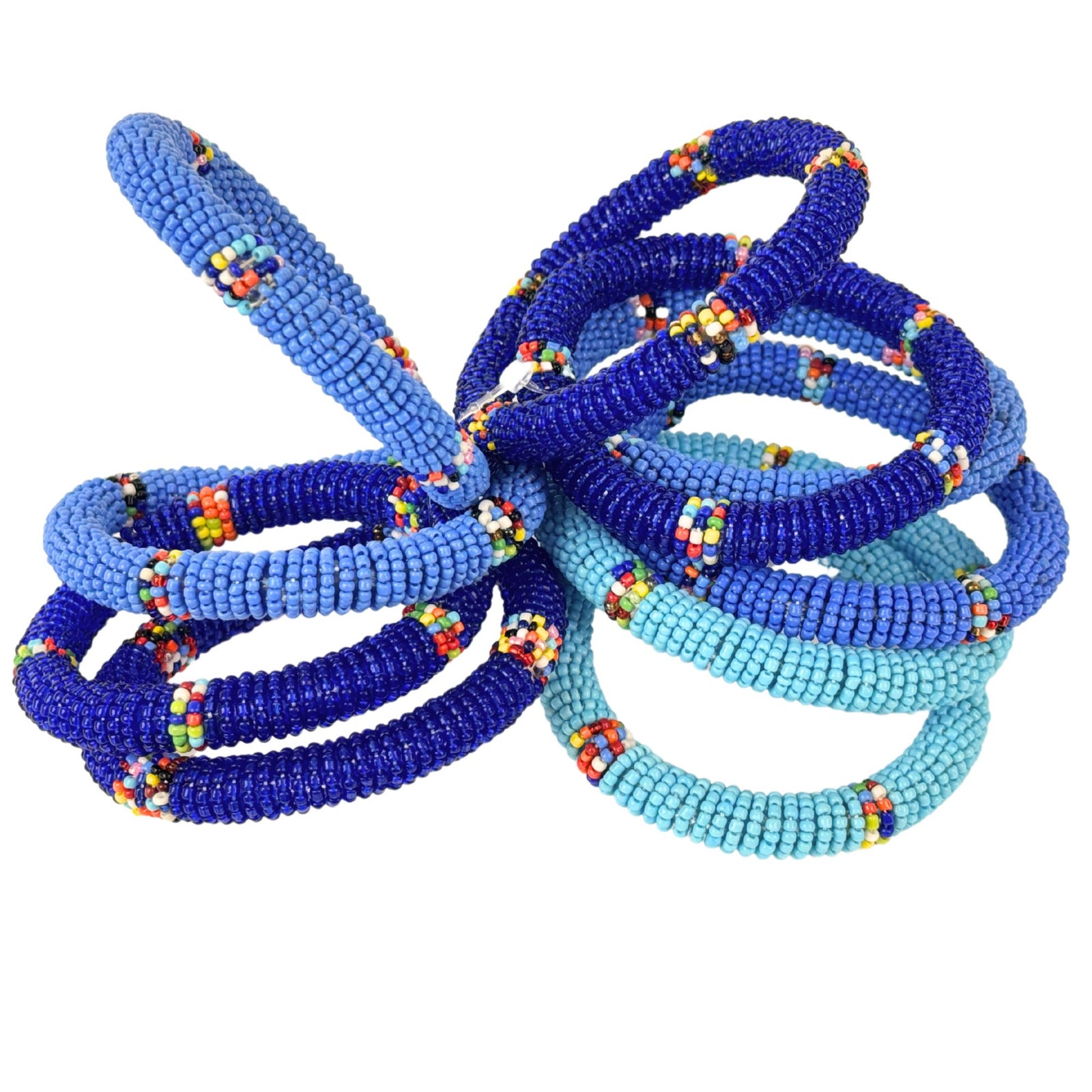 Maasai Bangles - Set of Ten - Blues