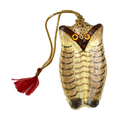 Handpainted Kashmiri Owl Ornament, Set of 3