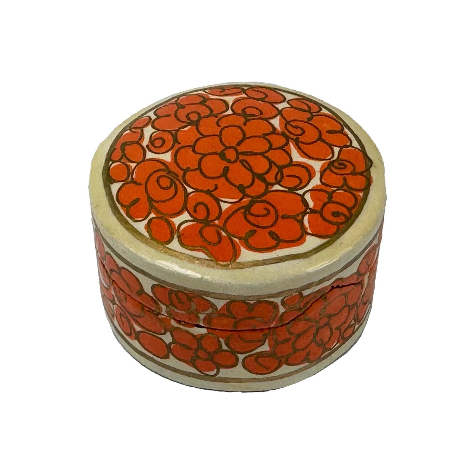 Handpainted Kashmiri Box, Orange Flowers