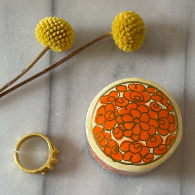 Handpainted Kashmiri Box, Orange Flowers