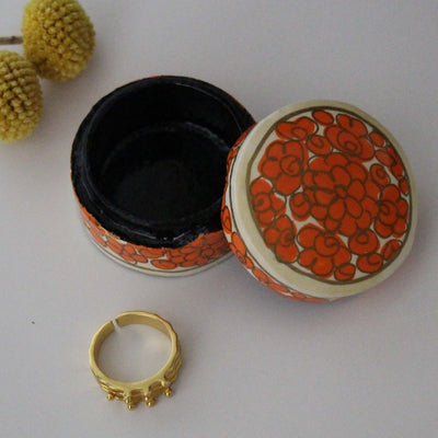 Handpainted Kashmiri Box, Orange Flowers