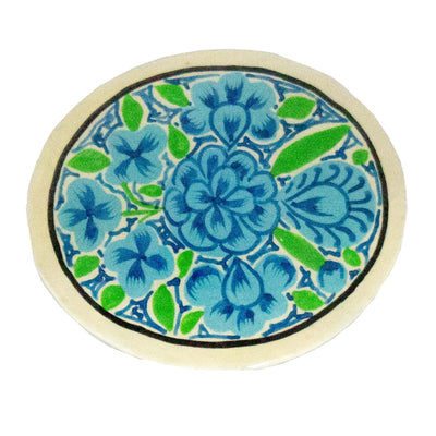 Handpainted Kashmiri Box, Verdant with Blue Flowers