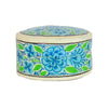 Handpainted Kashmiri Box, Verdant with Blue Flowers