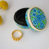 Handpainted Kashmiri Box, Verdant with Blue Flowers
