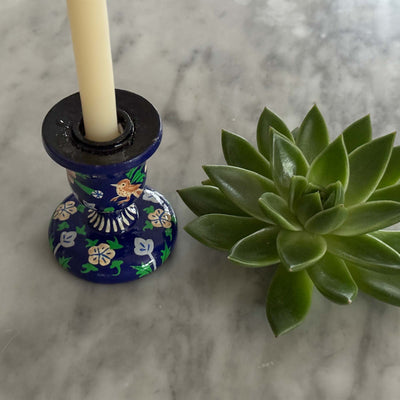 Handpainted Wood Kashmir Candle Stick Holder