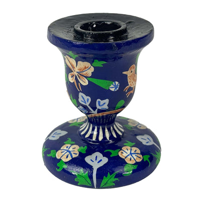 Handpainted Wood Kashmir Candle Stick Holder