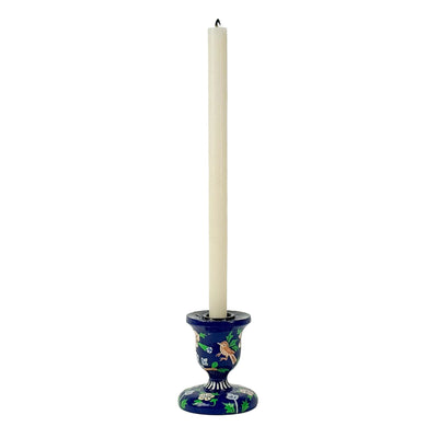 Handpainted Wood Kashmir Candle Stick Holder