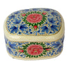 Handpainted Kashmiri Wood Box, Blue with Peony