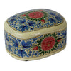 Handpainted Kashmiri Wood Box, Blue with Peony