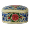 Handpainted Kashmiri Wood Box, Blue with Peony