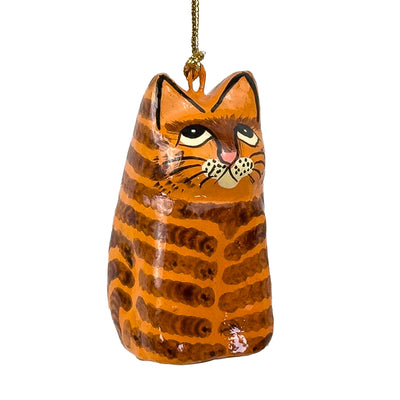 Handpainted Kashmiri Sitting Cat, Tabby