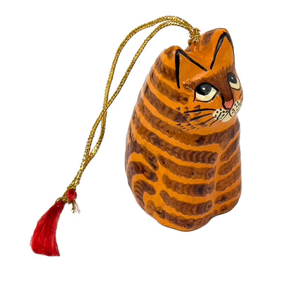 Handpainted Kashmiri Sitting Cat, Tabby