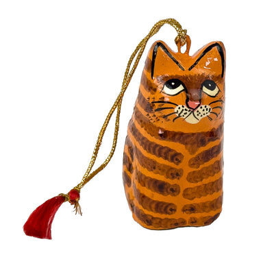 Handpainted Kashmiri Sitting Cat, Tabby