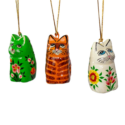 Handpainted Kashmiri Sitting Cat, Tabby