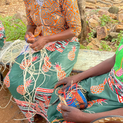 Natural Sisal Bag with Wood Handles, Natural