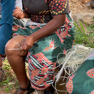 Natural Sisal Bag with Wood Handles, Natural
