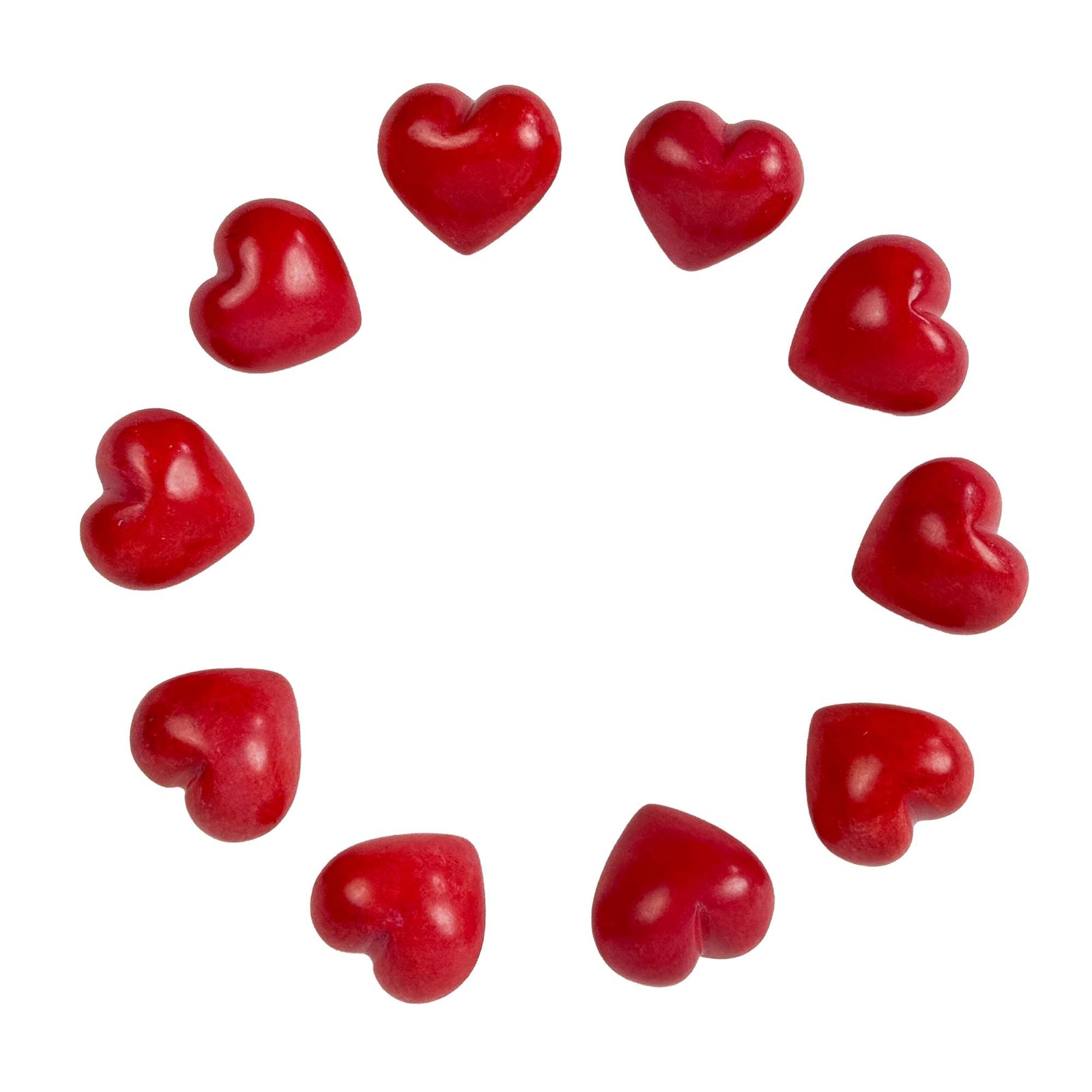 10-Pack - Red Soapstone Hearts (4cm)