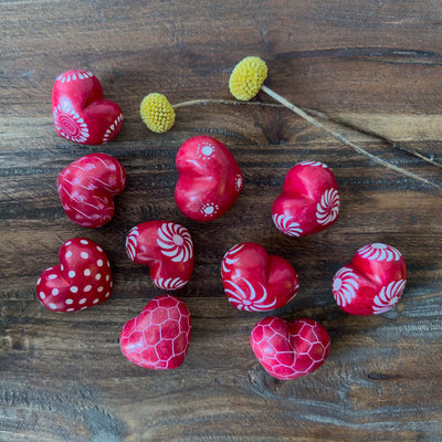 10-Pack - Red Soapstone Hearts (4cm)