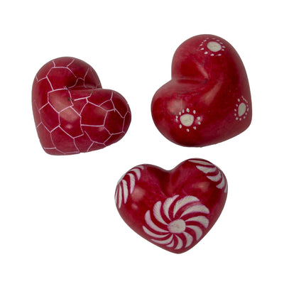 10-Pack - Red Soapstone Hearts (4cm)