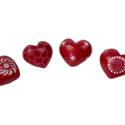10-Pack - Red Soapstone Hearts (4cm)