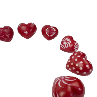 10-Pack - Red Soapstone Hearts (4cm)
