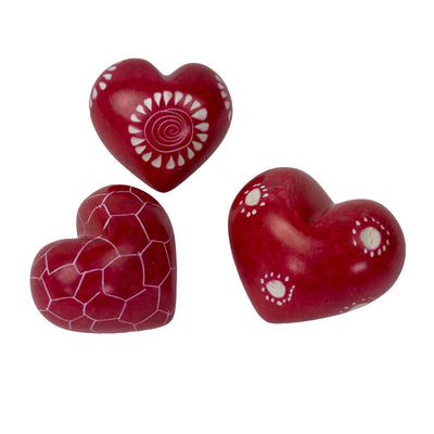 10-Pack - Red Soapstone Hearts (4cm)