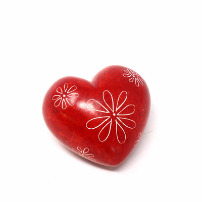 10-Pack - Red Soapstone Hearts (4cm)