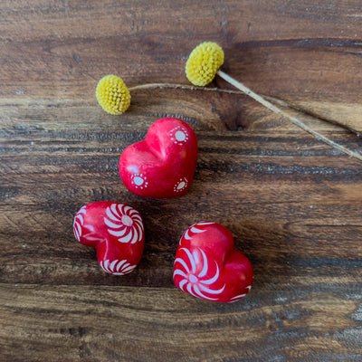 10-Pack - Red Soapstone Hearts (4cm)