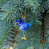 Handpainted Blue Birdie Ornament with Gungroos Bells, Set of 3