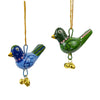 Handpainted Blue Birdie Ornament with Gungroos Bells, Set of 3