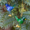 Handpainted Blue Birdie Ornament with Gungroos Bells, Set of 3