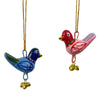 Handpainted Pink Birdie Ornament with Gungroos Bells, Set of 3