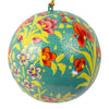 Handpainted Ornament Teal with Peony Flowers, Set of 3