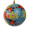 Handpainted Ornament Periwinkle with Pink Peony Flowers, Set of 3