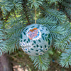 Handpainted Ornament Putty Background with Cream Accented Flowers, Set of 3
