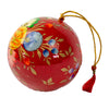 Handpainted Ornament Festive Red with Exploding Flowers, Set of 3