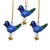 Handpainted Blue Birdie Ornament with Gungroos Bells, Set of 3