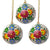 Handpainted Ornament Periwinkle with Pink Peony Flowers, Set of 3