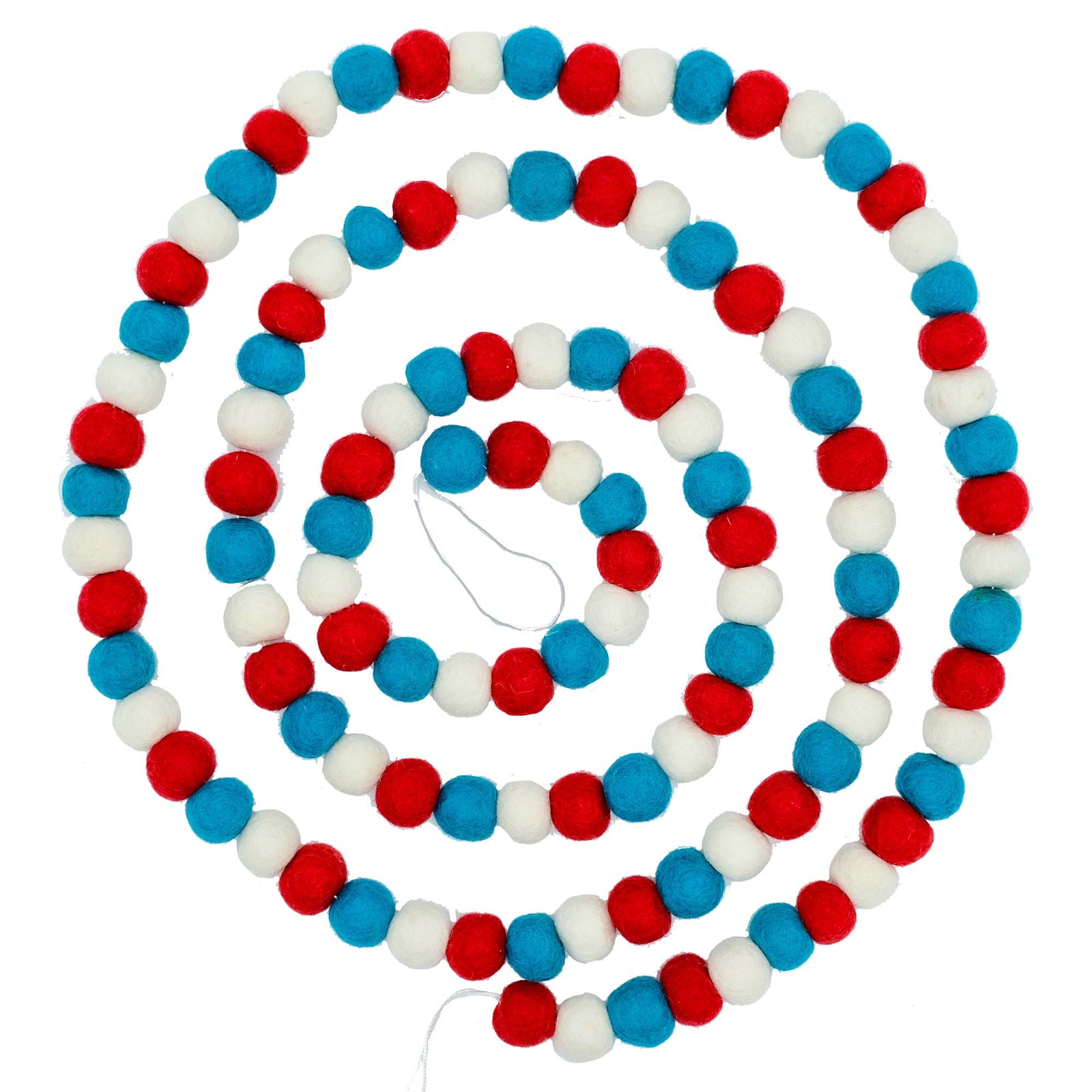 Pom Pom Felt Garland, Red/White/Blue