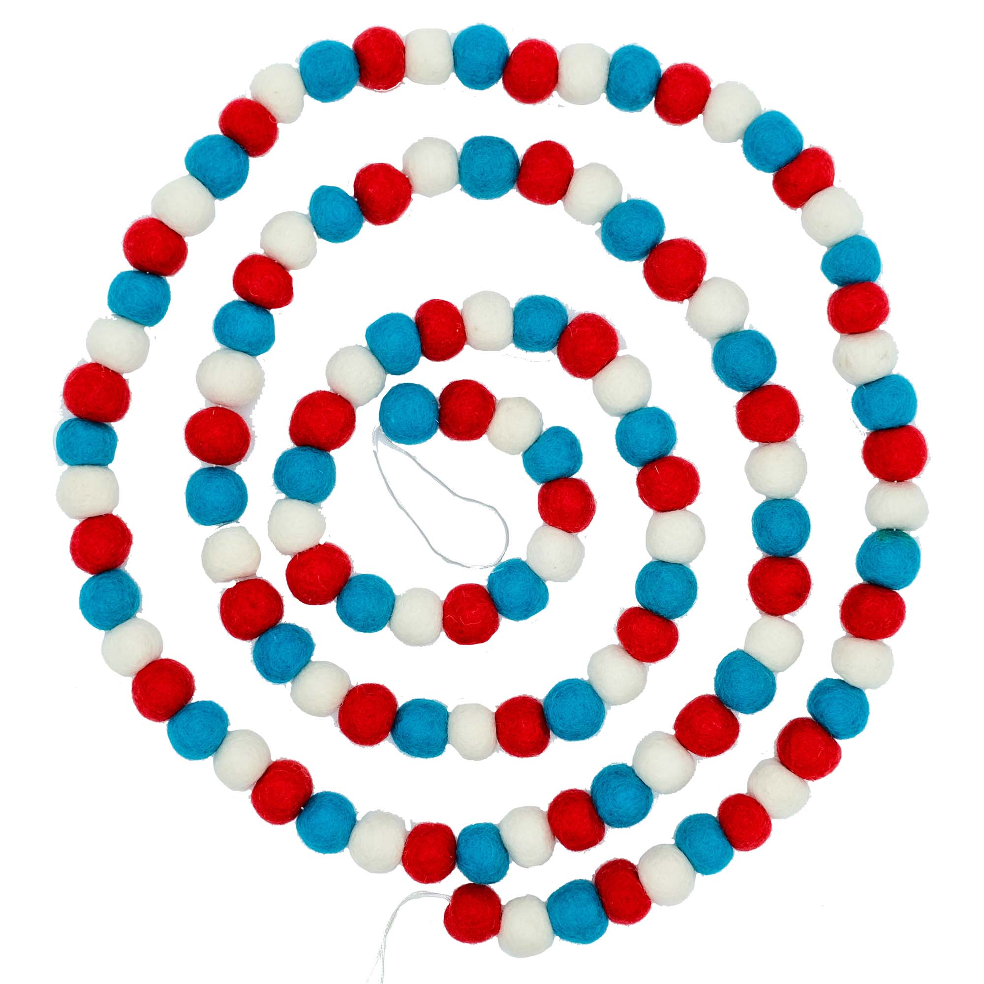 Pom Pom Felt Garland, Red/White/Blue