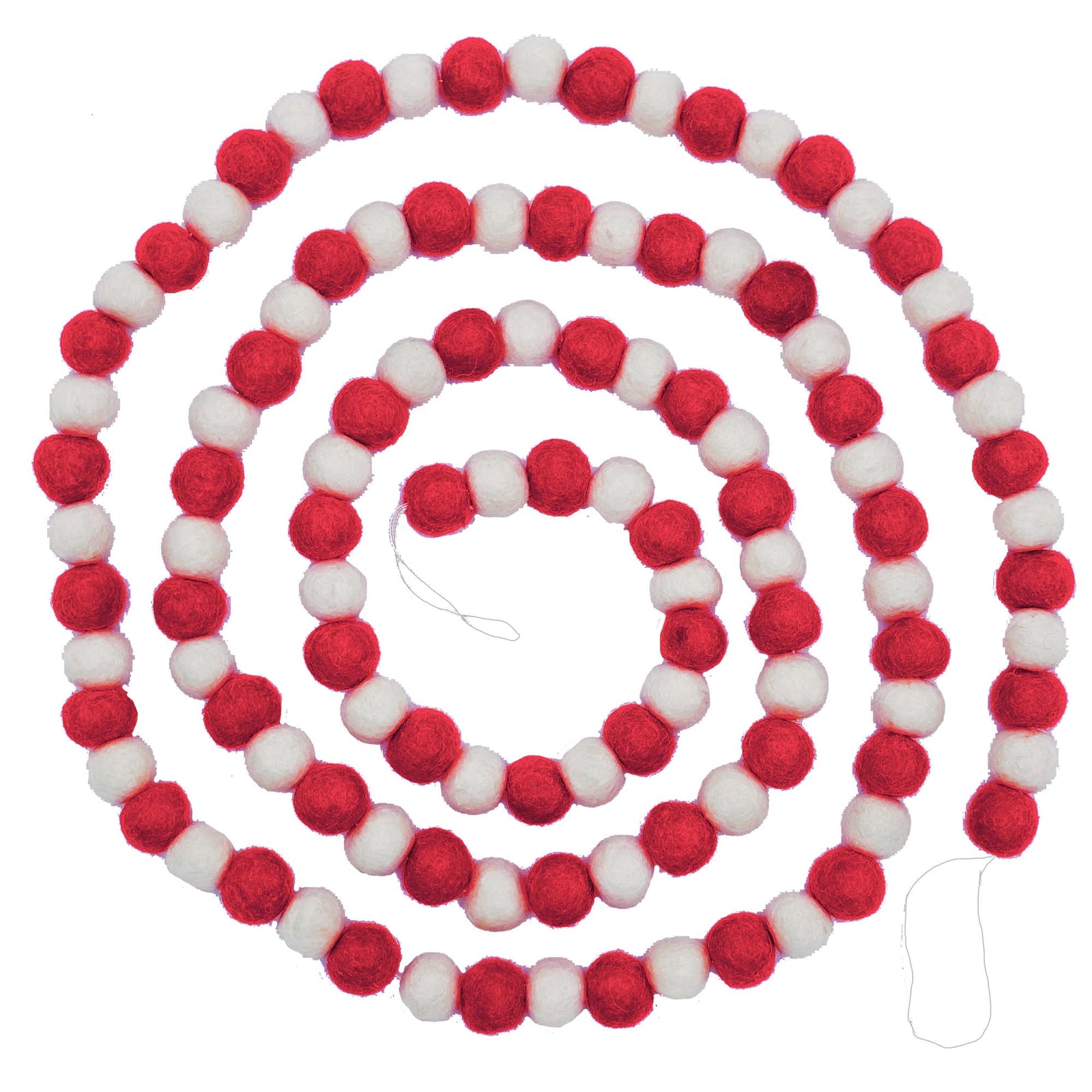 Pom Pom Felt Garland, Red/White